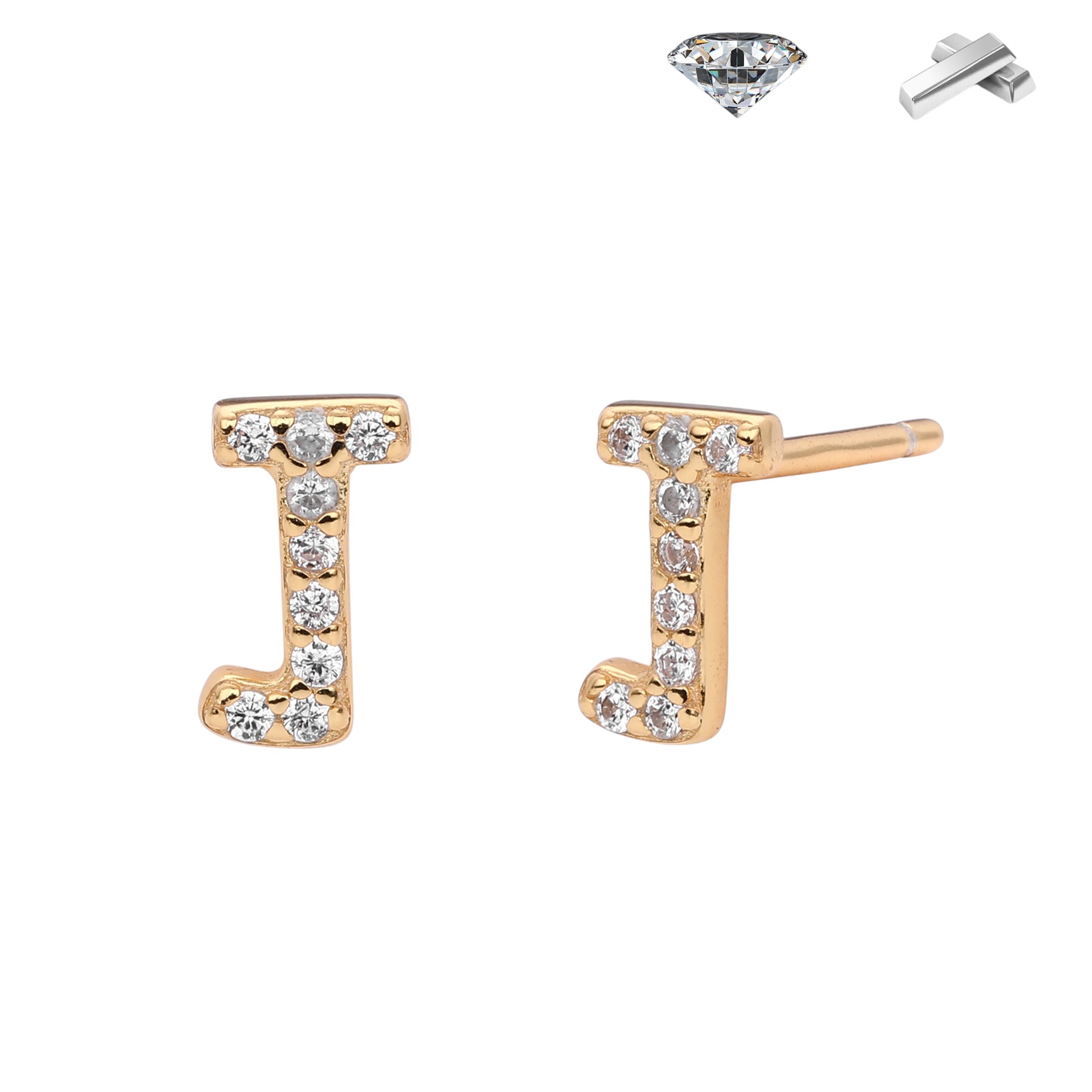 Letter Earrings – S925 Sterling Silver Alphabet Stud Earrings 
