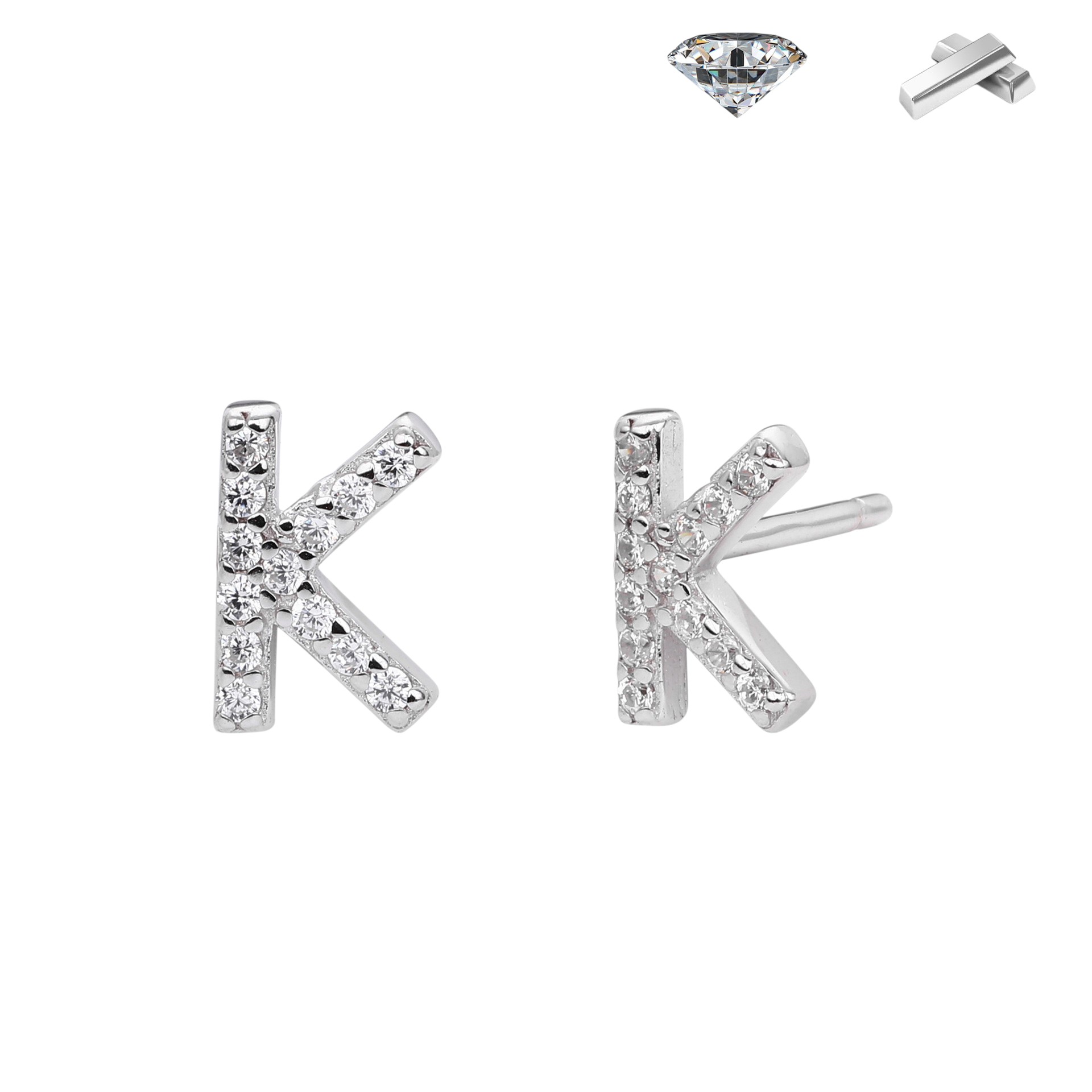 Letter Earrings – S925 Sterling Silver Alphabet Stud Earrings 