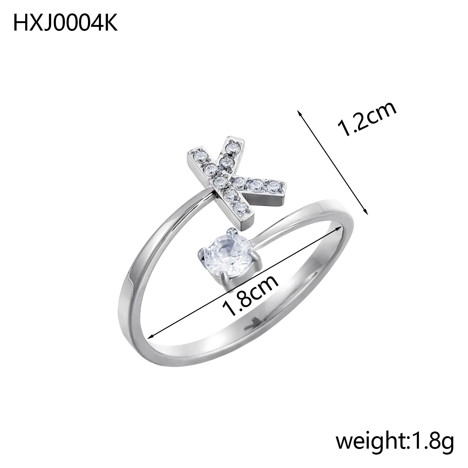 Initial Ring – Diamond-Studded Alphabet Open Ring for Women | Customizable