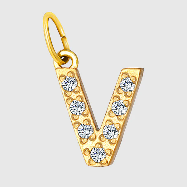 Initial Charm – Pave Full CZ Double Circle Alphabet Pendant for DIY Jewelry