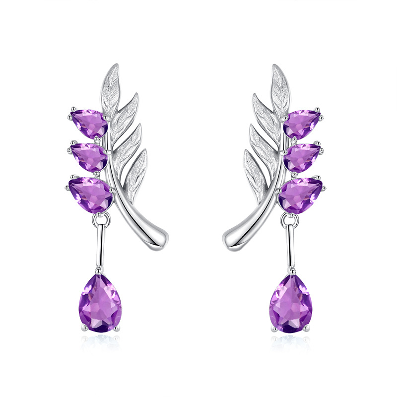 Leaf Pendant Necklace Set – S925 Sterling Silver Crystal Jewelry | Blingku