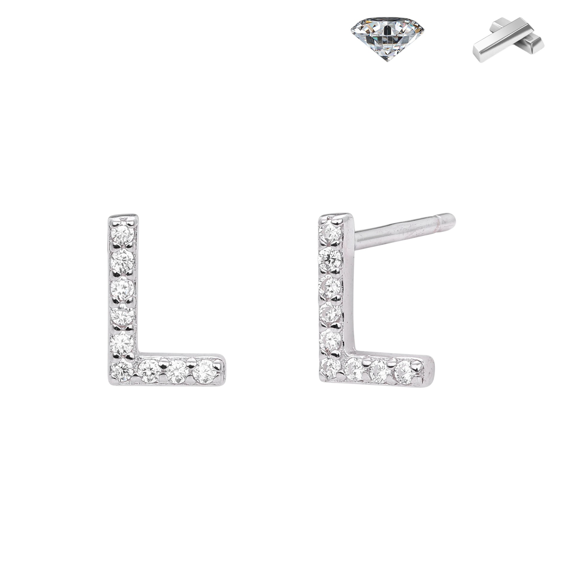 Letter Earrings – S925 Sterling Silver Alphabet Stud Earrings 