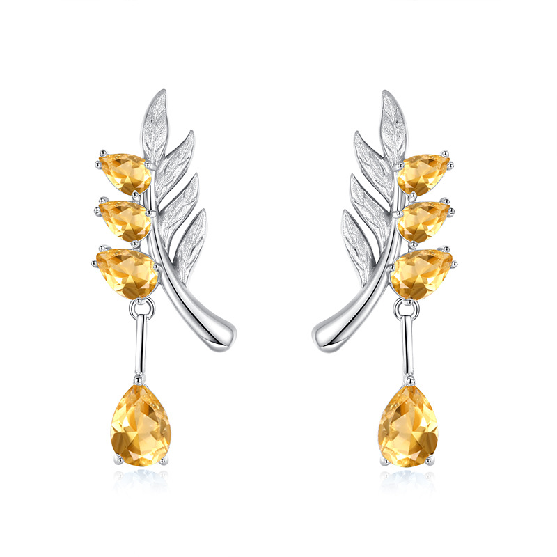 Leaf Pendant Necklace Set – S925 Sterling Silver Crystal Jewelry | Blingku