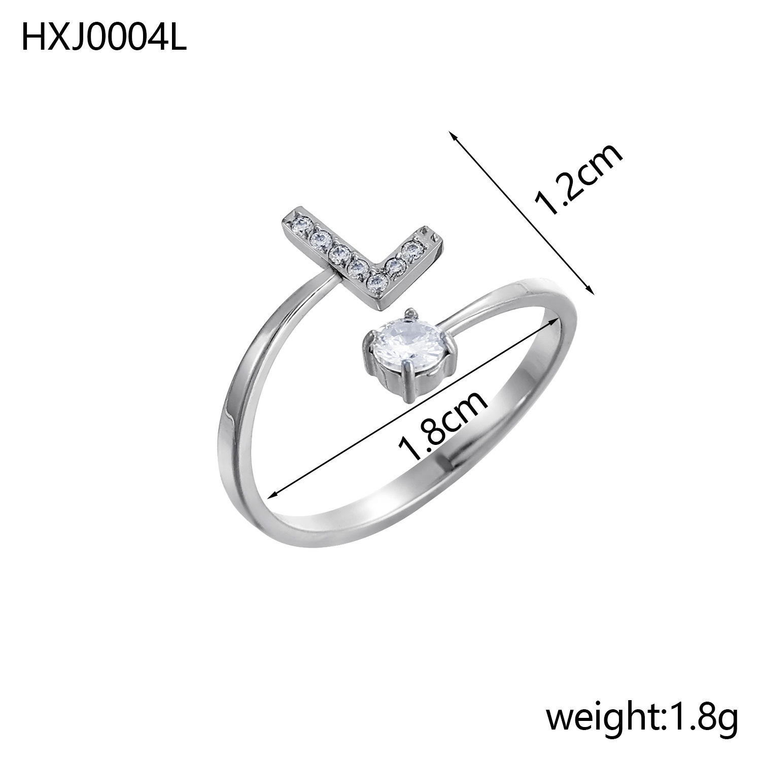 Initial Ring – Diamond-Studded Alphabet Open Ring for Women | Customizable