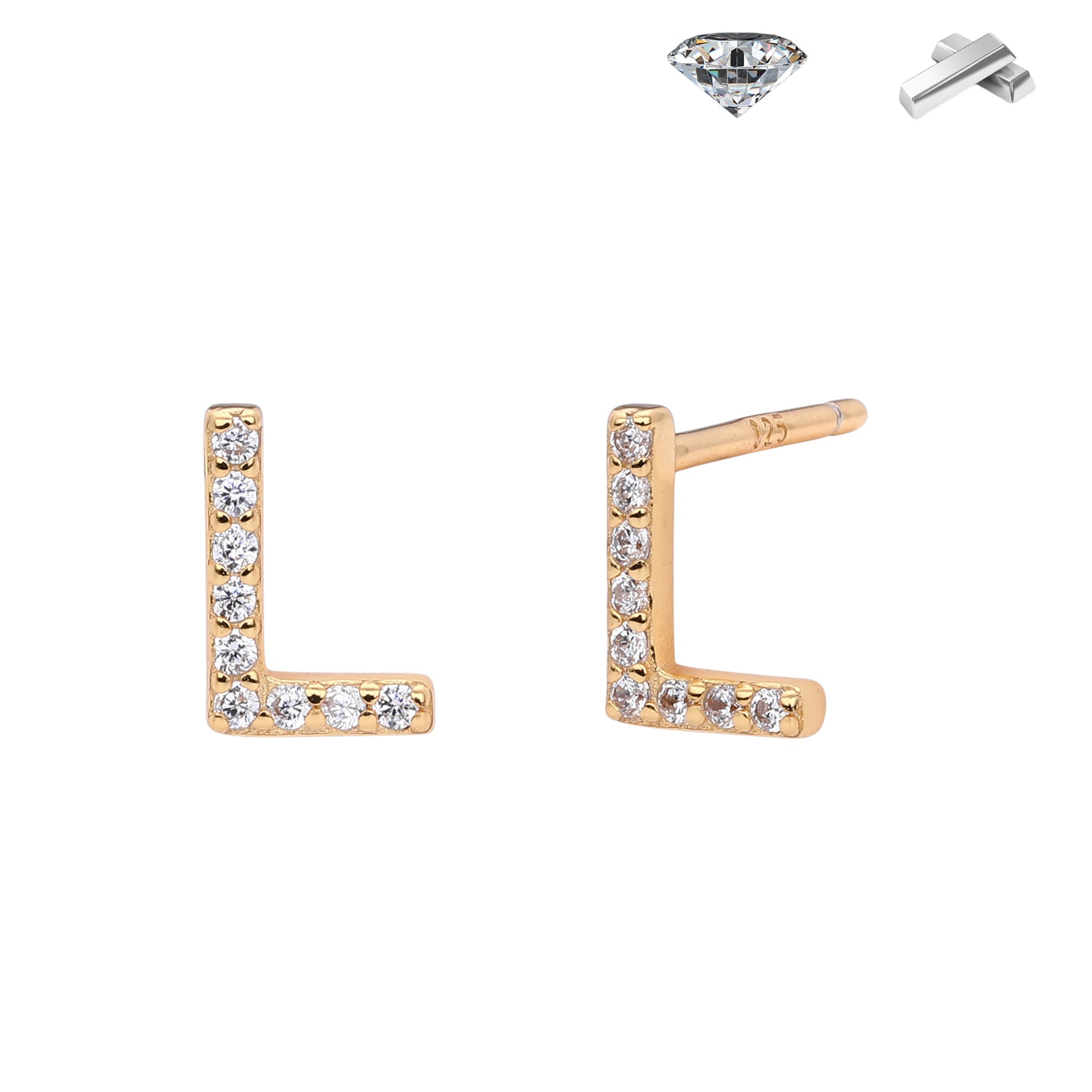 Letter Earrings – S925 Sterling Silver Alphabet Stud Earrings 