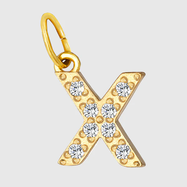 Initial Charm – Pave Full CZ Double Circle Alphabet Pendant for DIY Jewelry