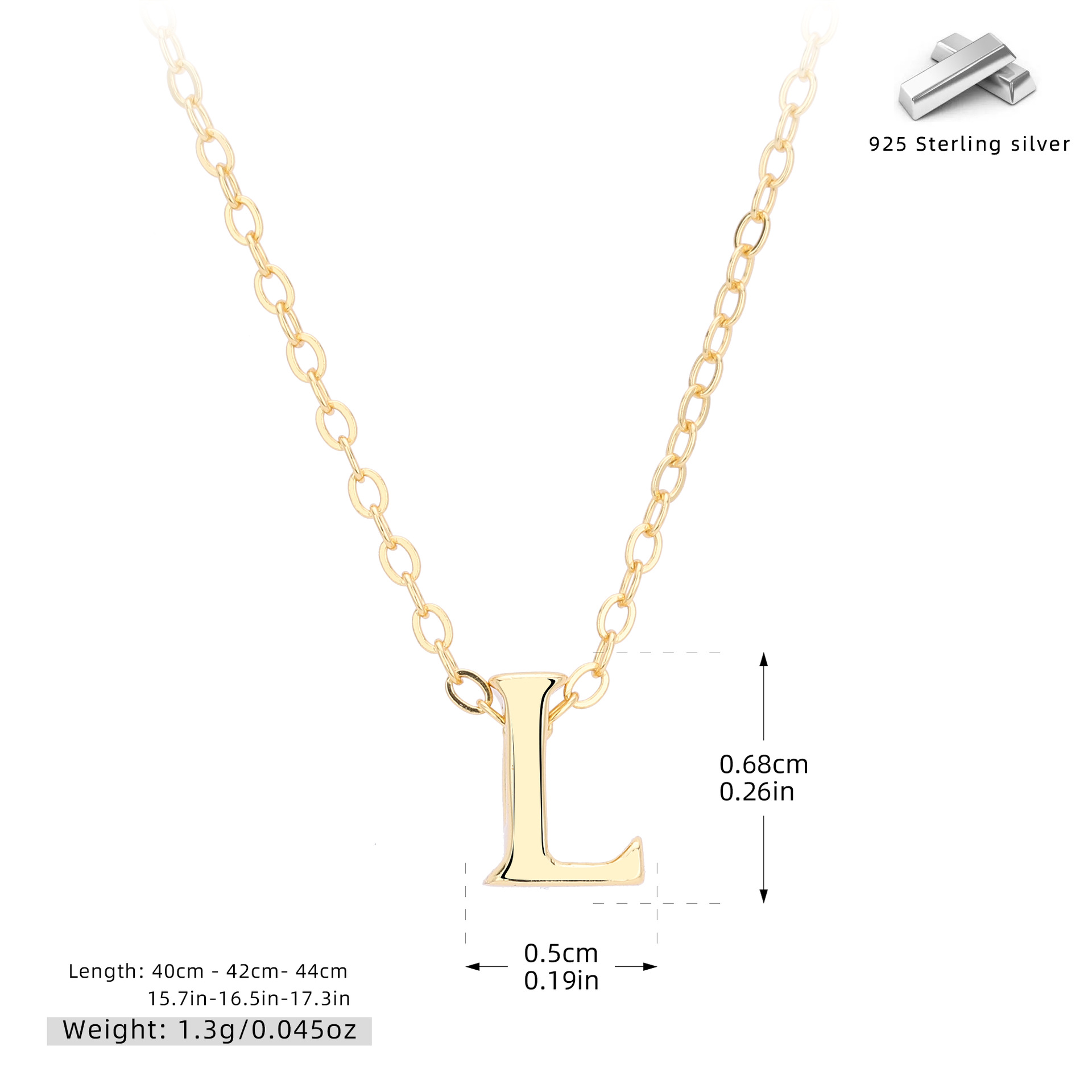 Initial Necklace – S925 Sterling Silver A–Z Alphabet Pendant Clavicle Chain
