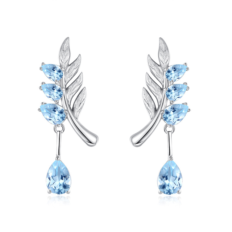 Leaf Pendant Necklace Set – S925 Sterling Silver Crystal Jewelry | Blingku