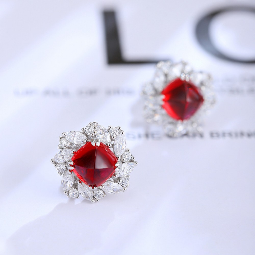 Real Ruby Earrings – Lab-Created Ruby Studs in 925 Sterling Silver