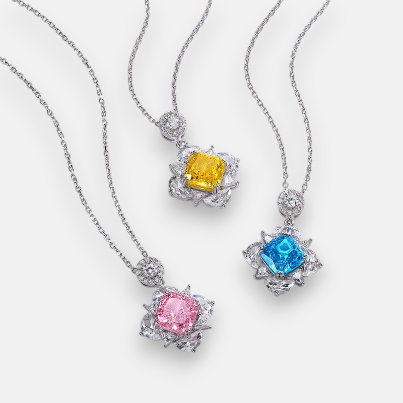 Aquamarine Pendant Necklace – Ice-Flower Cut S925 Birthstone Jewelry