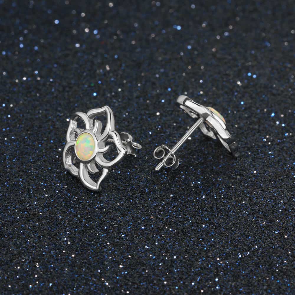Opal Silver Earrings – Elegant S925 Silver Stud Earrings for Women