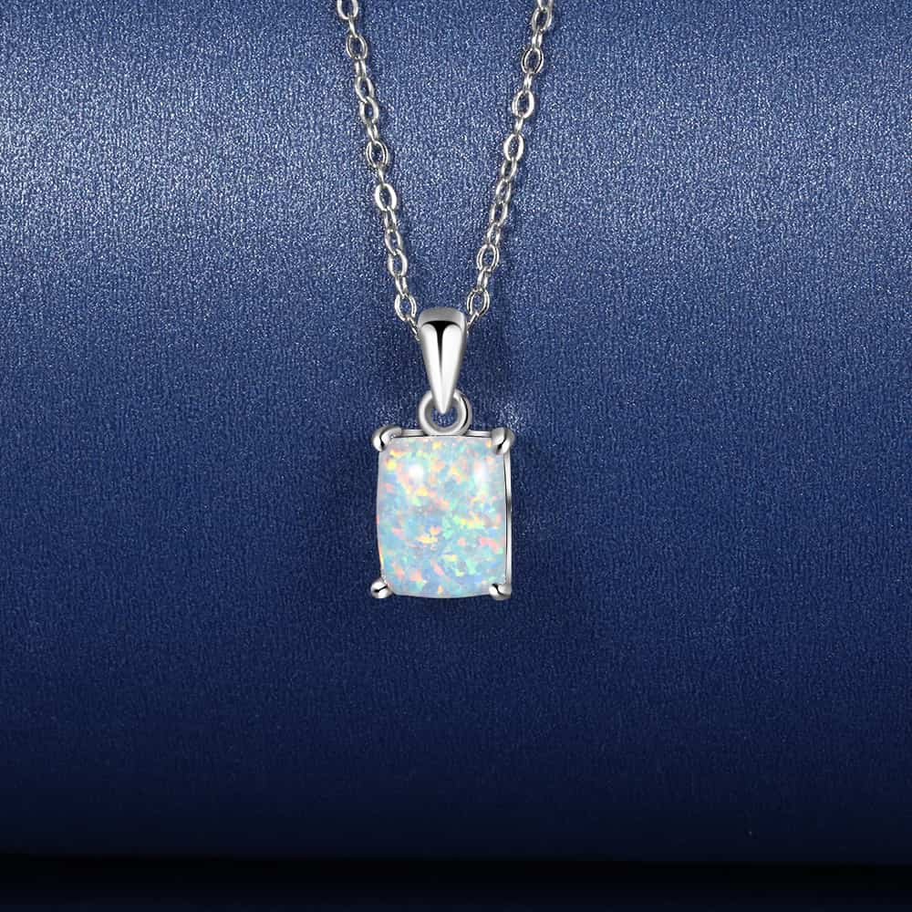 Opal Silver Necklace – Elegant S925 Silver Pendant for Women