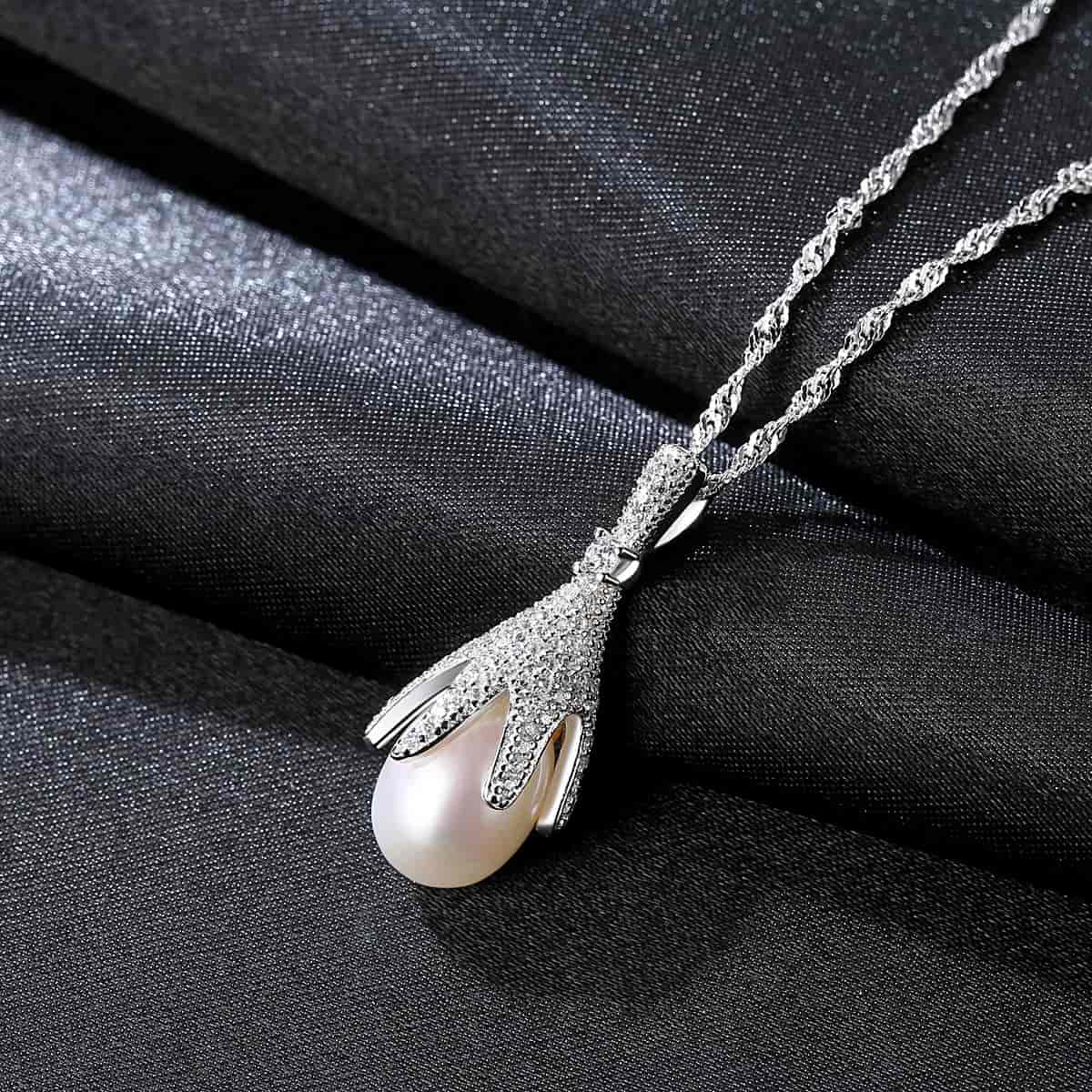 Silver Pearl Pendant – Elegant S925 Sterling Silver Necklace for Women