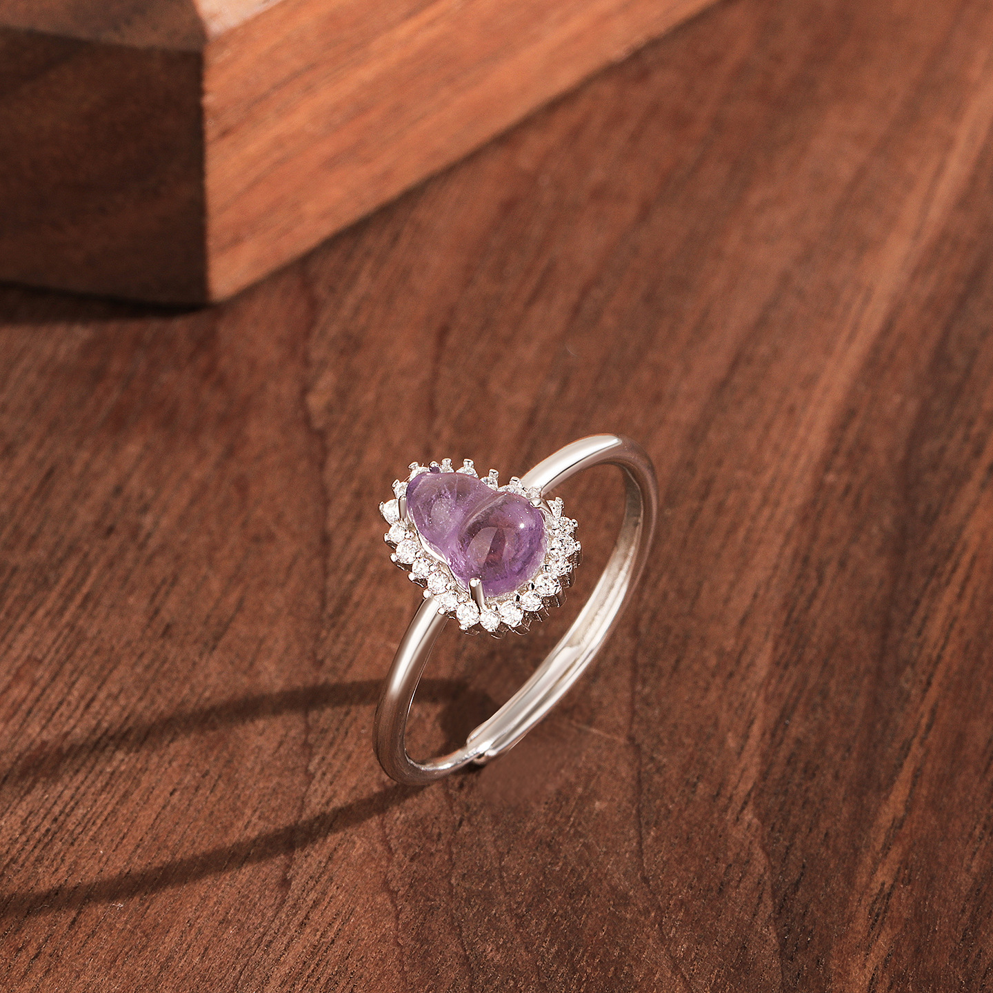 Amethyst Ring - Gourd Design in 925 Sterling Silver