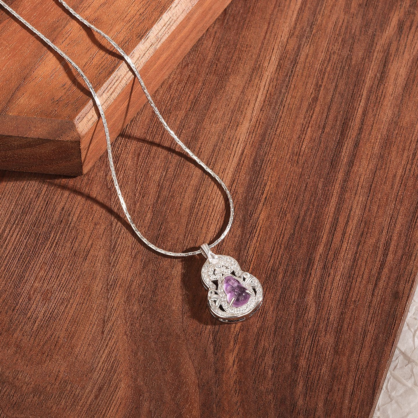 Amethyst Necklace – S925 Sterling Silver Clear Elegant Pendant