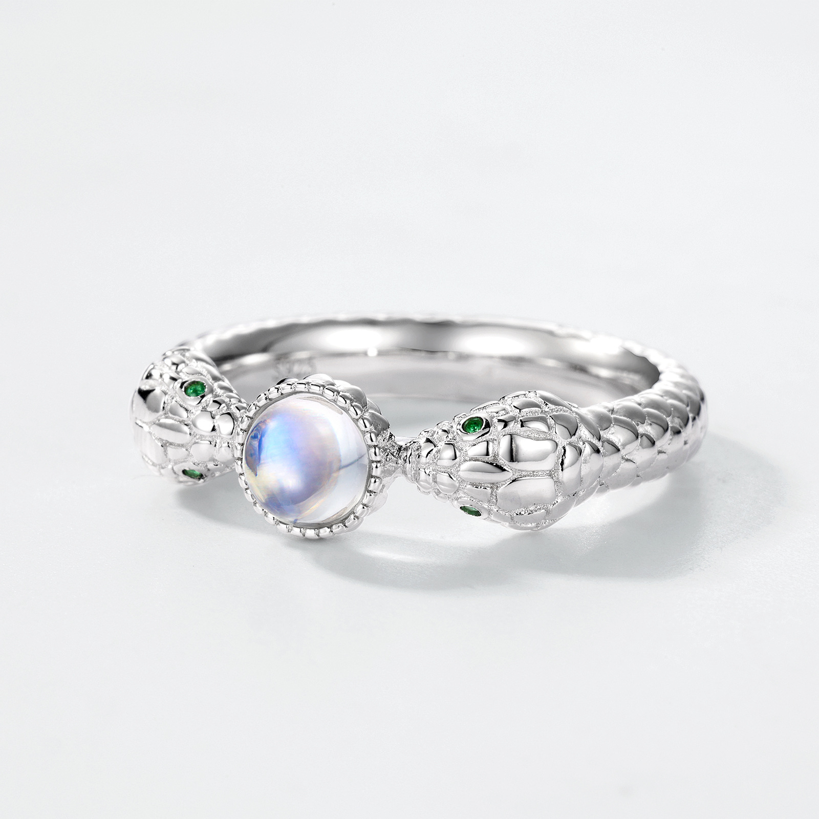 Sapphire Ring  – S925 Sterling Silver Double Snake Design