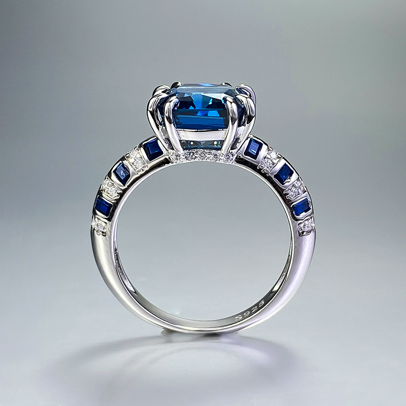 Sapphire Ring – Royal Blue Square-Cut S925 Sterling Silver Ring