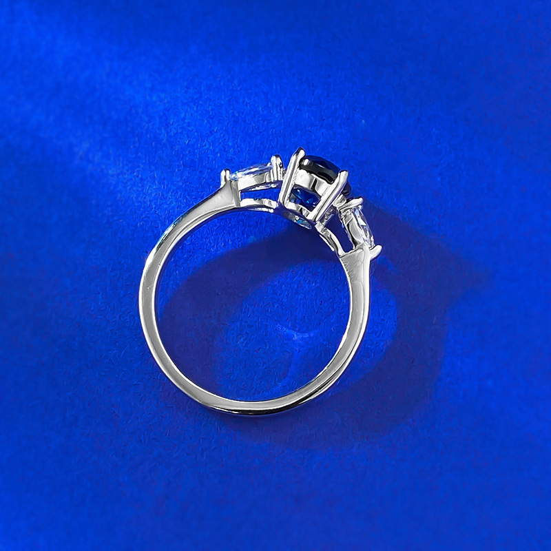 Sapphire Ring – Oval Blue Sapphire S925 Sterling Silver Ring
