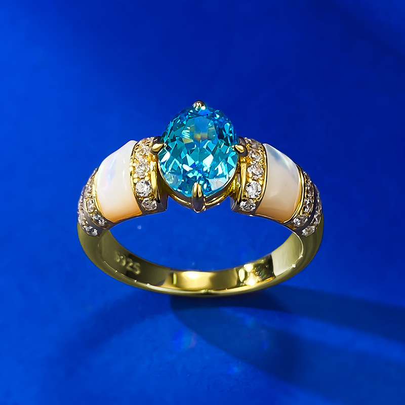 Sapphire Ring – Goddess Paraiba Mother of Pearl S925 Silver Ring