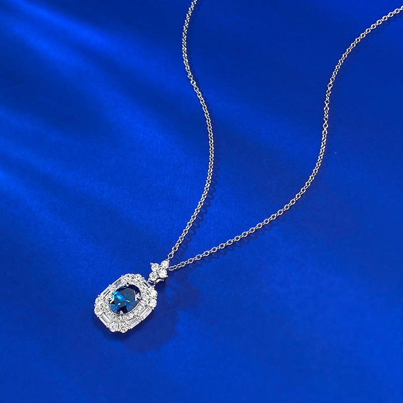 Sapphire Necklace – S925 Silver Blue Sapphire Collarbone Chain