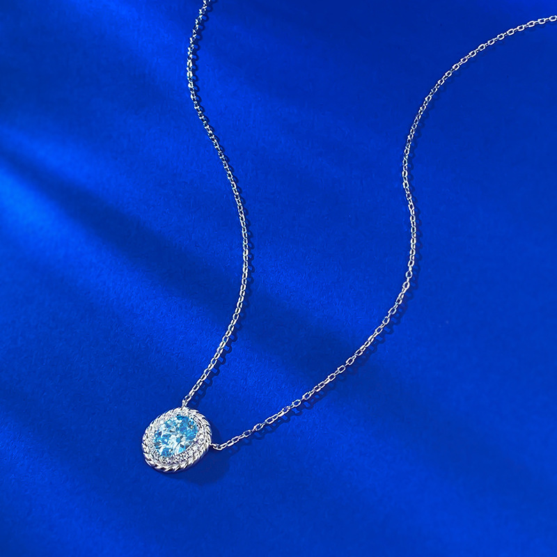 Sapphire Necklace – S925 Silver Sky Blue Elegant Pendant Jewelry