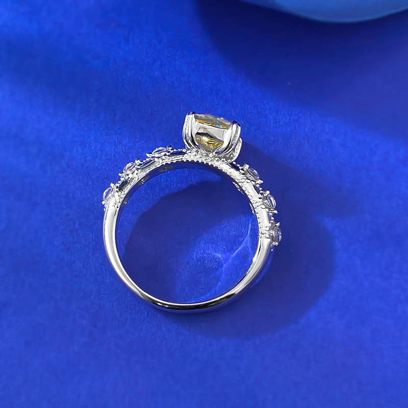 Yellow Sapphire Ring - Rectangle Cut in S925 Sterling Silver