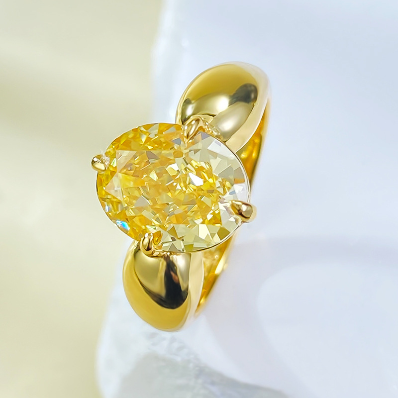 Yellow Sapphire Ring - Ice-Cut Design in S925 Sterling Silver