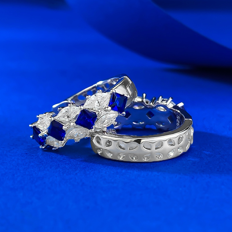 Sapphire Earrings - Crown Design in S925 Sterling Silver