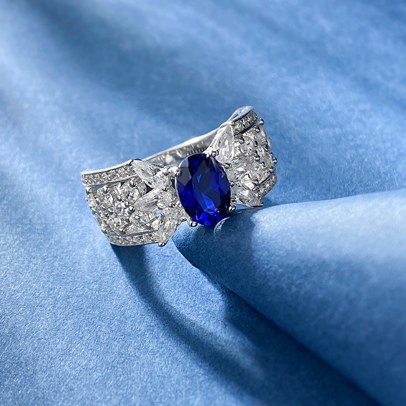 Sapphire Ring - Royal Blue Band Design in S925 Sterling Silver