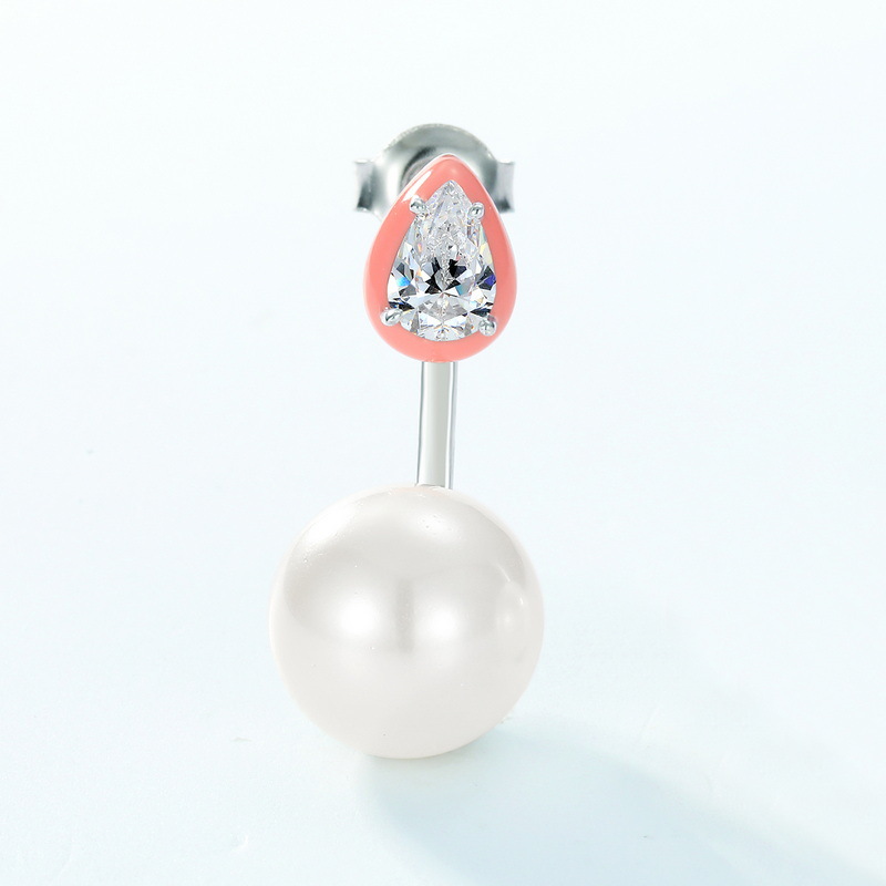 Convertible S925 Pearl and Zircon Earrings in Dual Styles Flat Lay