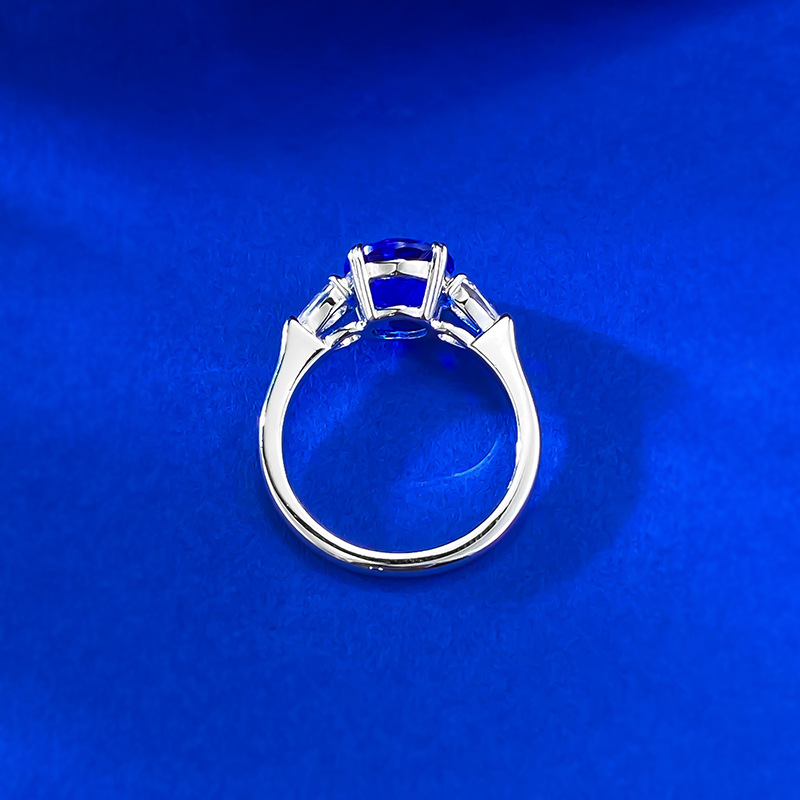 Sapphire Ring - Blue Spinel Round Cut in S925 Sterling Silver