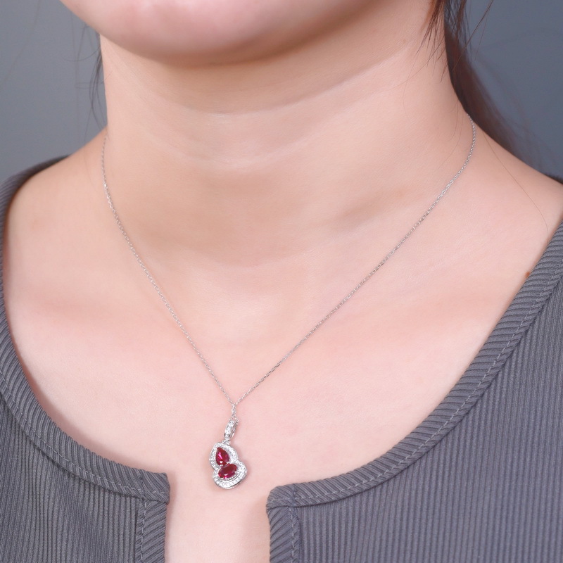 BlingKu Birthstone Necklace – Gourd Pendant in S925 Silver, Adjustable