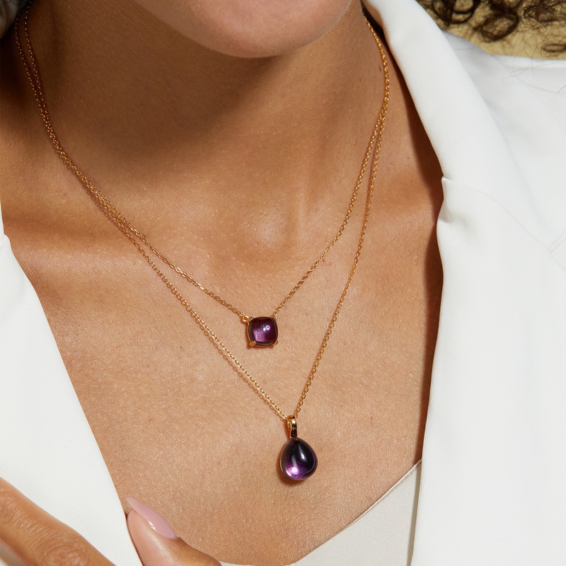 January birthstone garnet geometric necklace in sterling silver