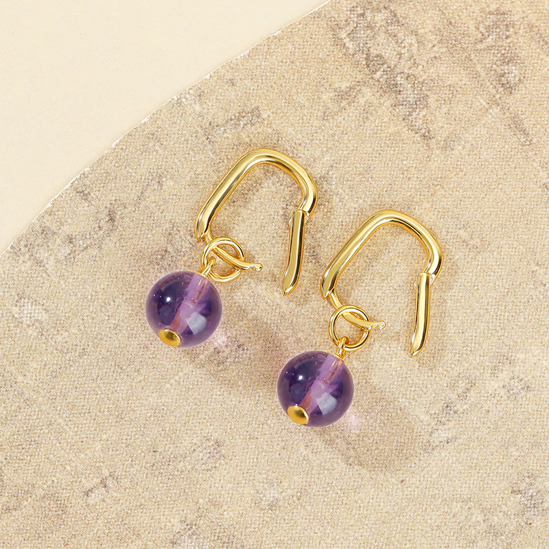 Sterling silver gold amethyst clip-on earrings