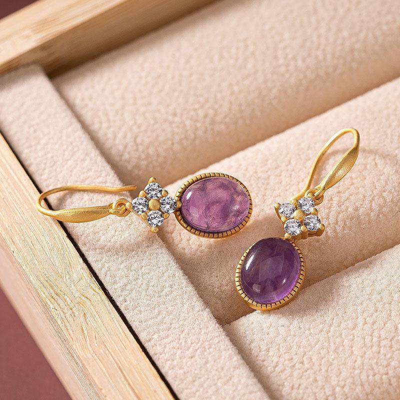 Elegant purple gemstone earrings