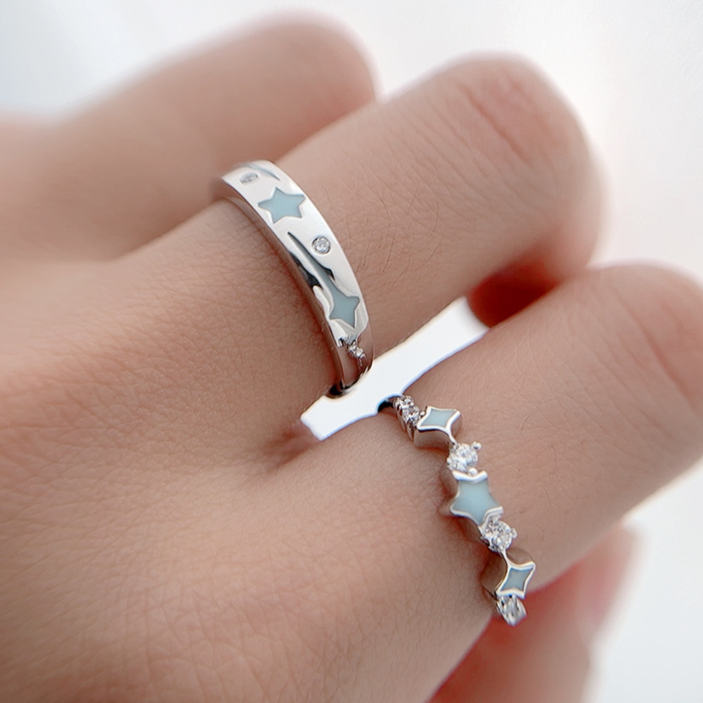 Glow in the Dark Rings – Starlight Whisper Adjustable Couple Set, S925 Silver