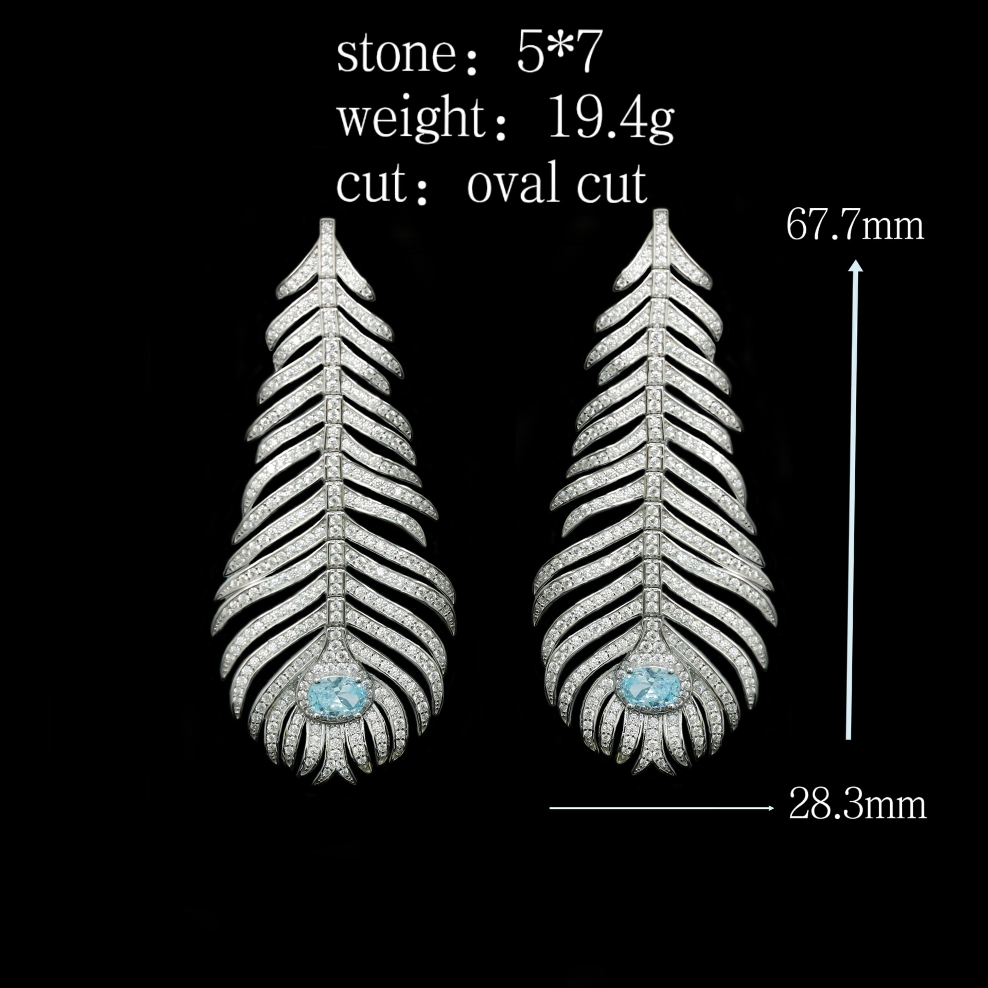 March Birthstone Earrings | Aquamarine Feather Drops in Gold-Plated Silver