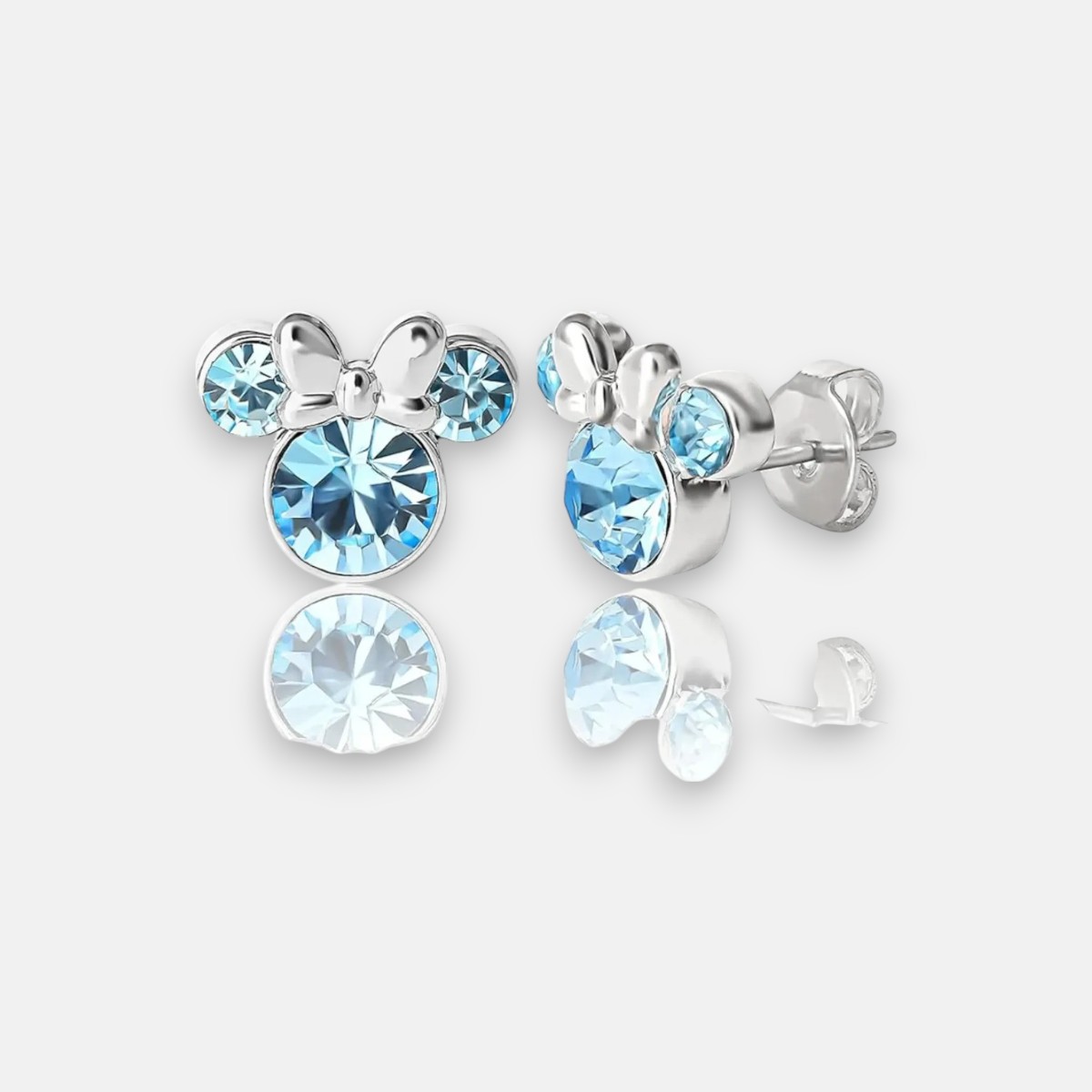 March Birthstone Womens Minnie Mouse Birthstone Stud Earrings