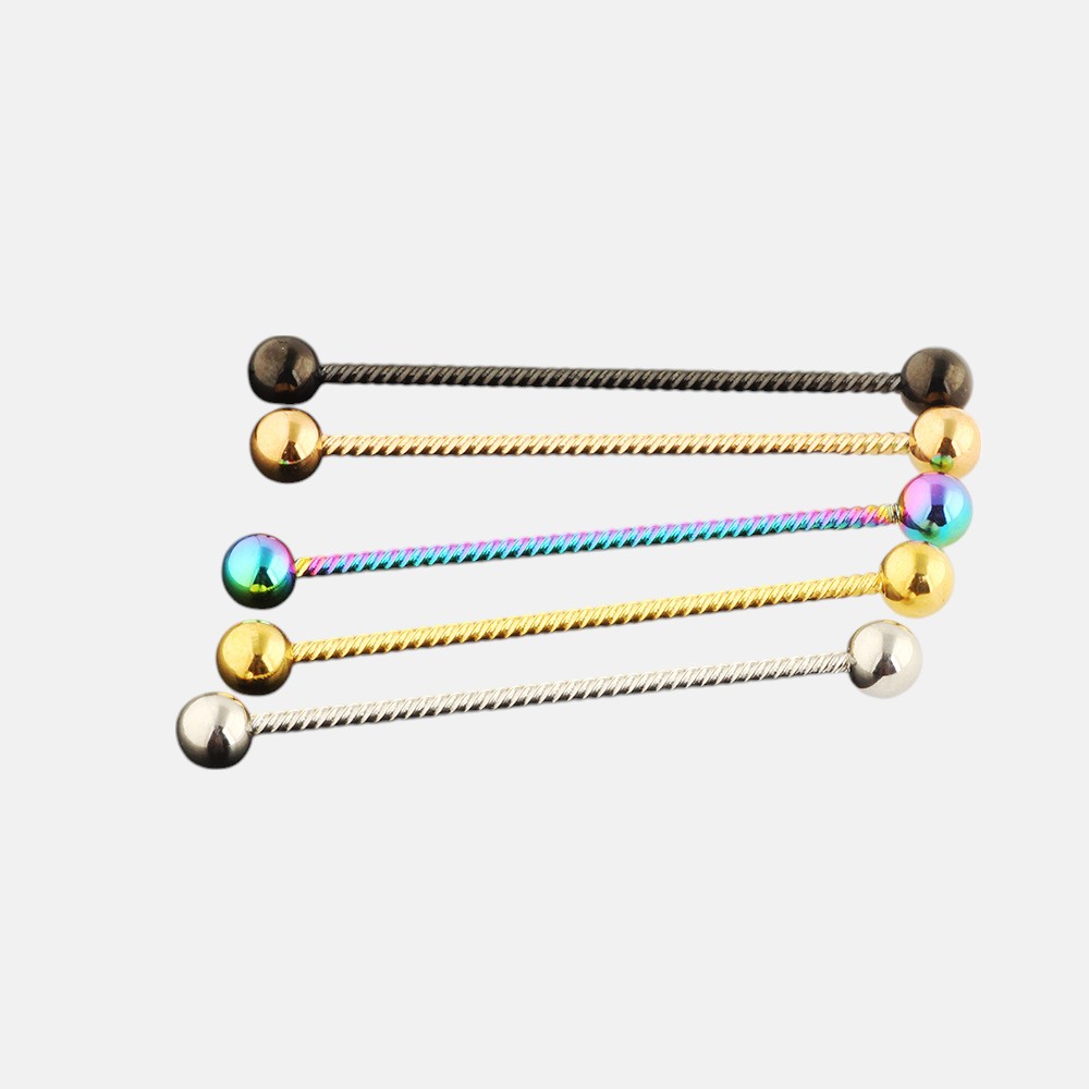 Body Piercing Jewelry Online Shop – Twisted Industrial Barbell Earring for Cartilage