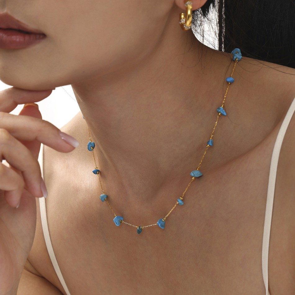 Dainty Layered Necklace with Colorful Natural Stones – Candy Tones