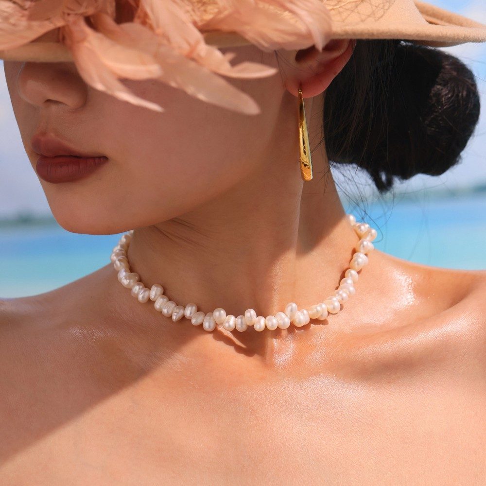 Layered Necklace for Women with Natural Freshwater Cultured Pearls