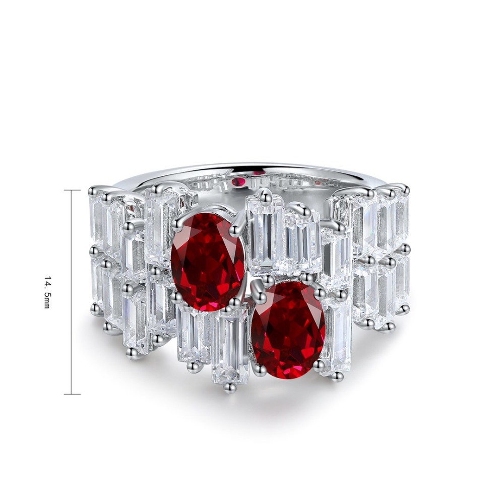 Dainty Ruby Ring – Oval Cut in S925 Silver with Bold Band