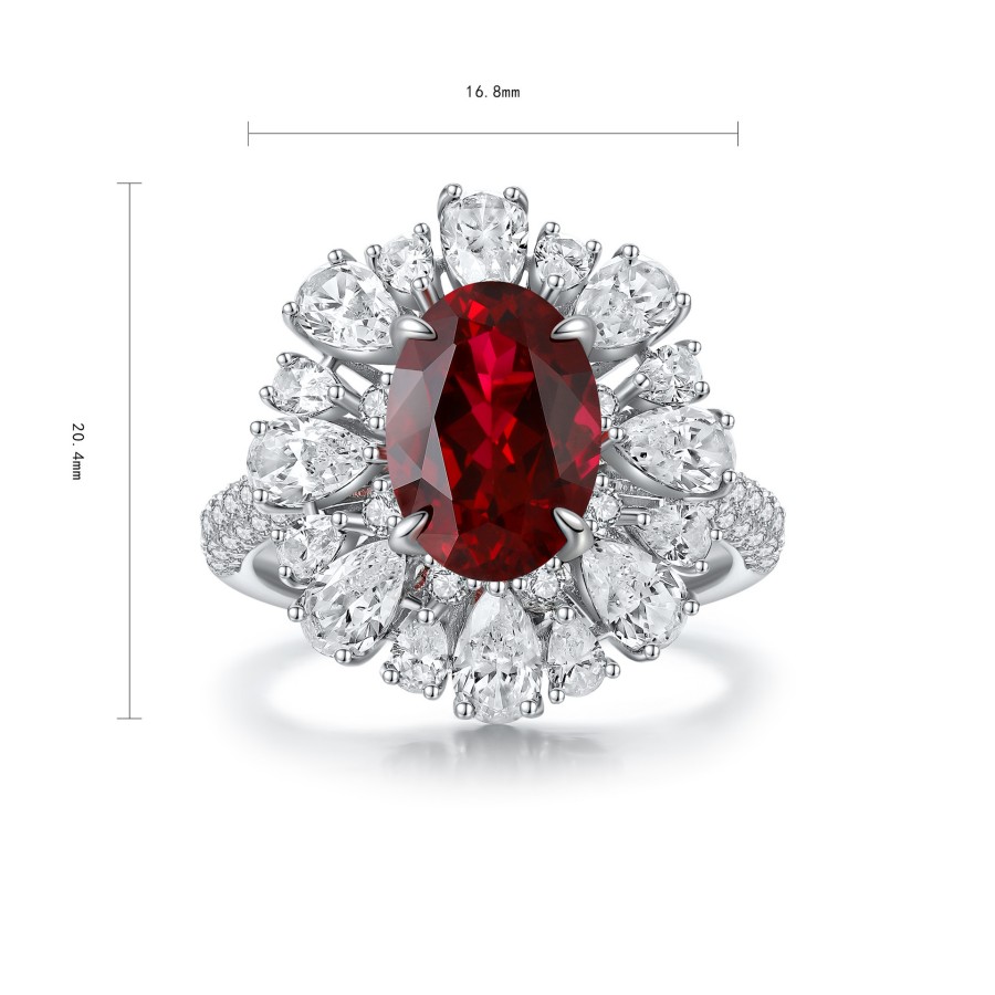 Ruby Eternity Band – 3ct Oval Cut Pigeon Blood Rubies in S925 Silver