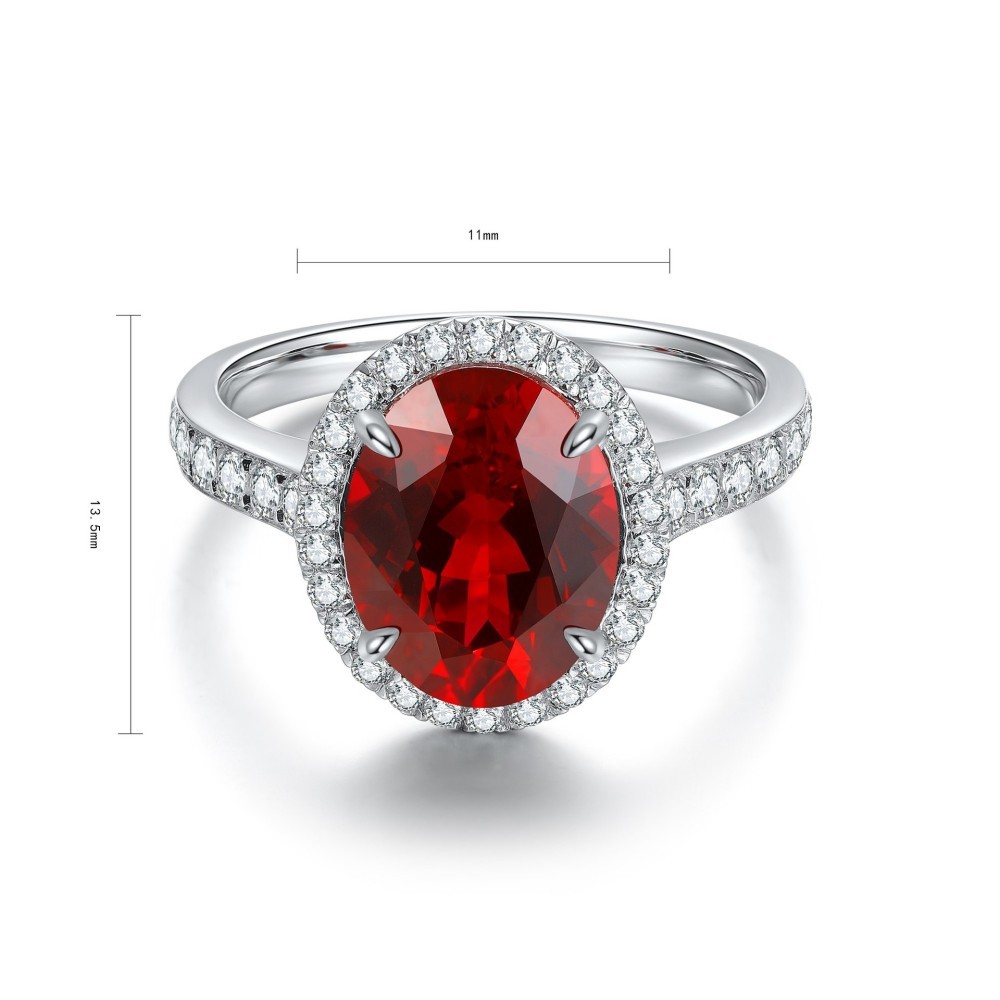 Ruby Gemstone Ring – Egg-Shaped Lab Ruby in S925 Silver