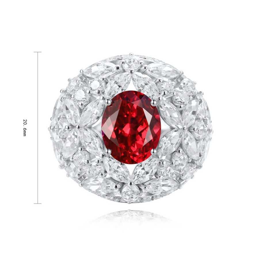 Ruby Engagement Ring – Lab-Created Pigeon Blood Ruby in S925 Silver