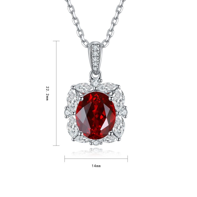 Ruby Necklace for Her – 3.3ct Asscher Ruby in S925 Silver, 41–50cm