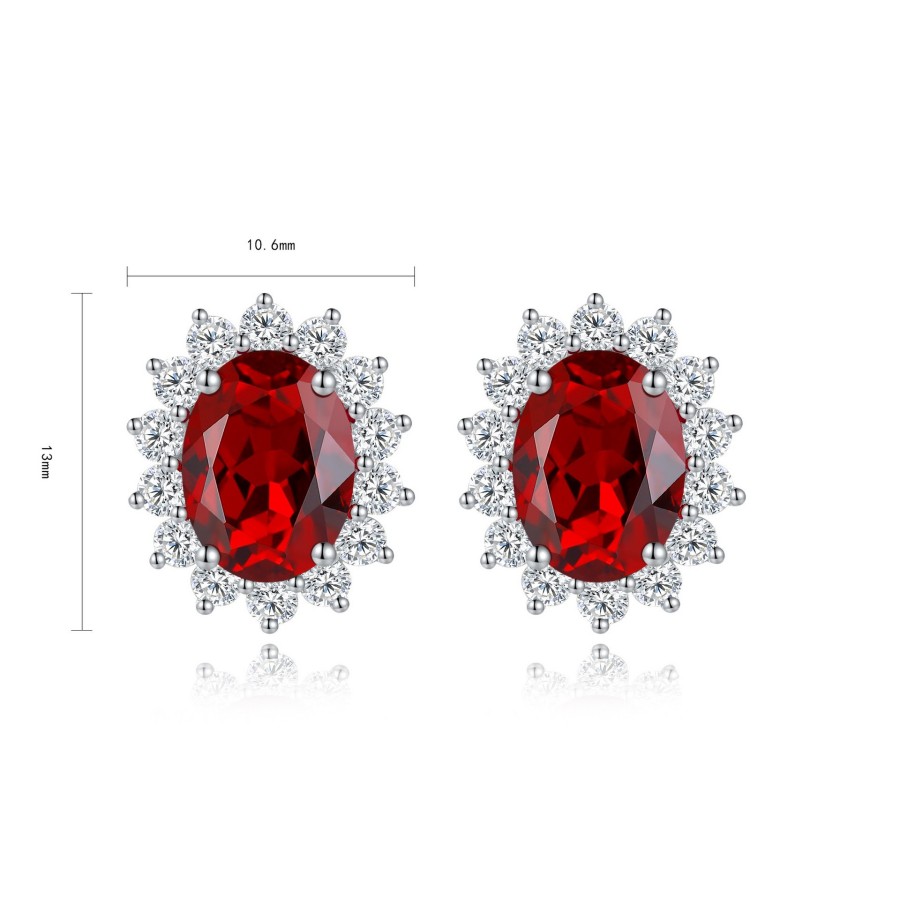 Ruby and Diamond Earrings – 1ct Lab Ruby Studs in S925 Sterling Silver