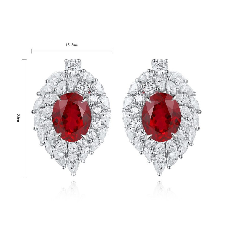 Real Ruby Stud Earrings – 7×9mm Lab Ruby in 925 Sterling Silver