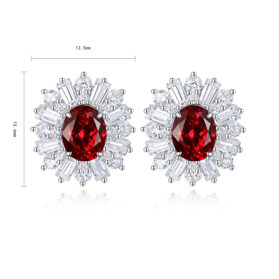Round Ruby Stud Earrings – Pigeon Blood Lab Ruby in S925 Silver