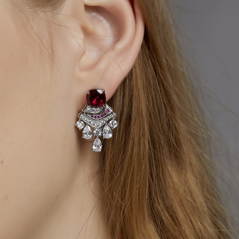 Ruby earrings - 925 sterling silver design